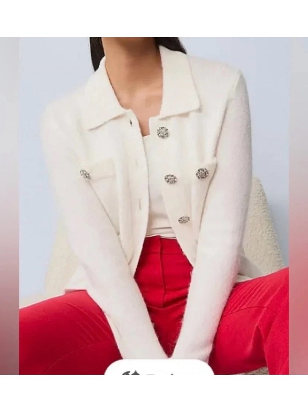 Nwt $139 Ann Taylor Women's embellished collared Cardigan Sweater ivory sz SP
